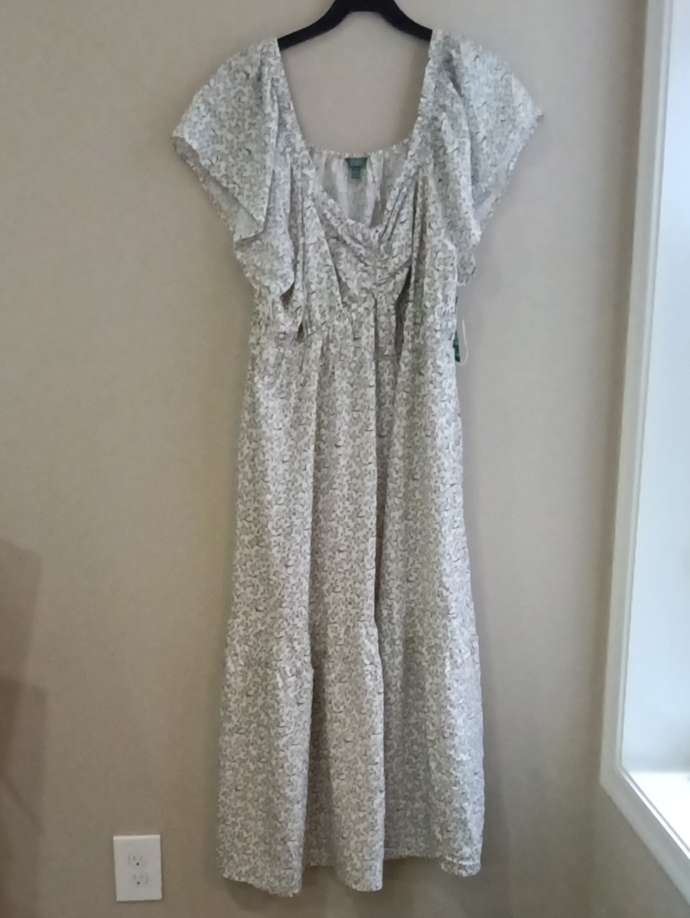 Terra & Sky Women's Ivory White Pattern Unlined Summer Maxi Dress 2X (20W-22W)